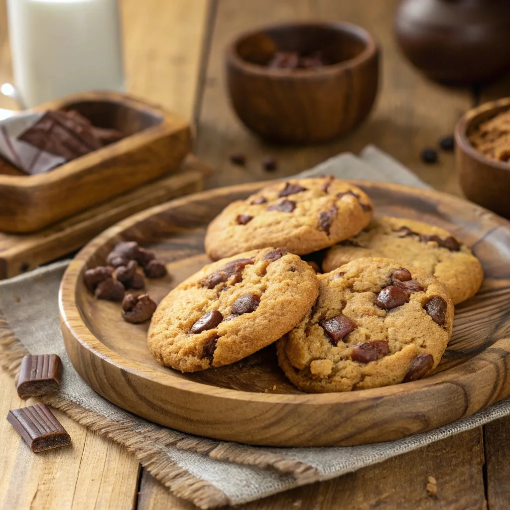 Ingredients for cookie dough, including butter, sugar, flour, and eggs, laid out on a kitchen counter, demonstrating the preparation process to prevent cookies from going flat.