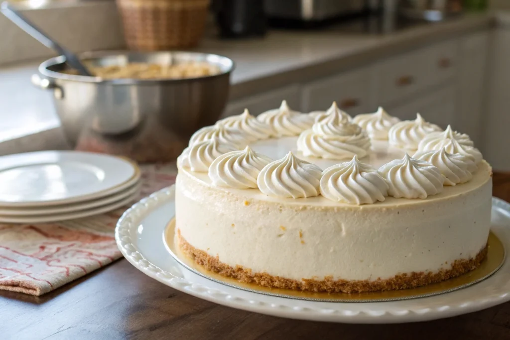 Delicious cake decorated with Cool Whip, showcasing its smooth texture and stability, emphasizing whether Will Cool Whip hold its shape