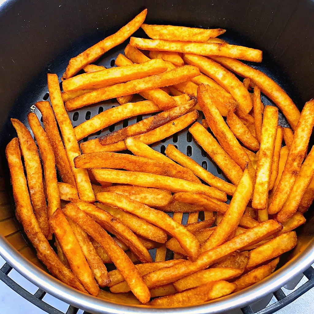 checkers fries recipe Crispy Checkers fries cooked in an air fryer basket, golden and perfectly seasoned.