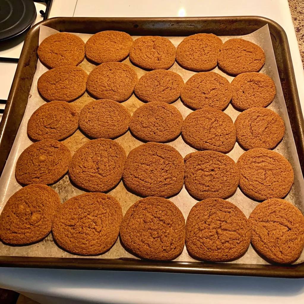 A tray of flat, brown cookies that have spread too much, illustrating common mistakes when learning how to make your cookies rise more.